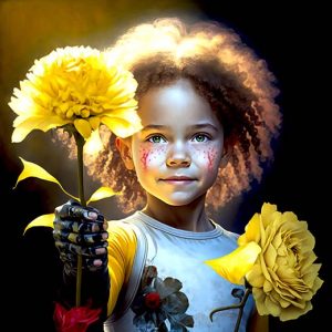 Little Cyborg with Yellow Carnation by Tery