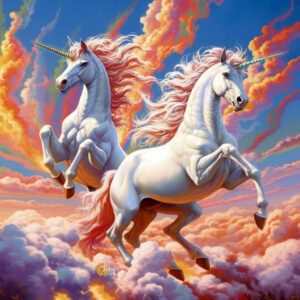 Unicorns in the Sky for Dad Happy Fathers Day by Tery
