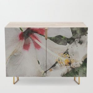 @Tery white-hibiscus-with-green-background-credenza